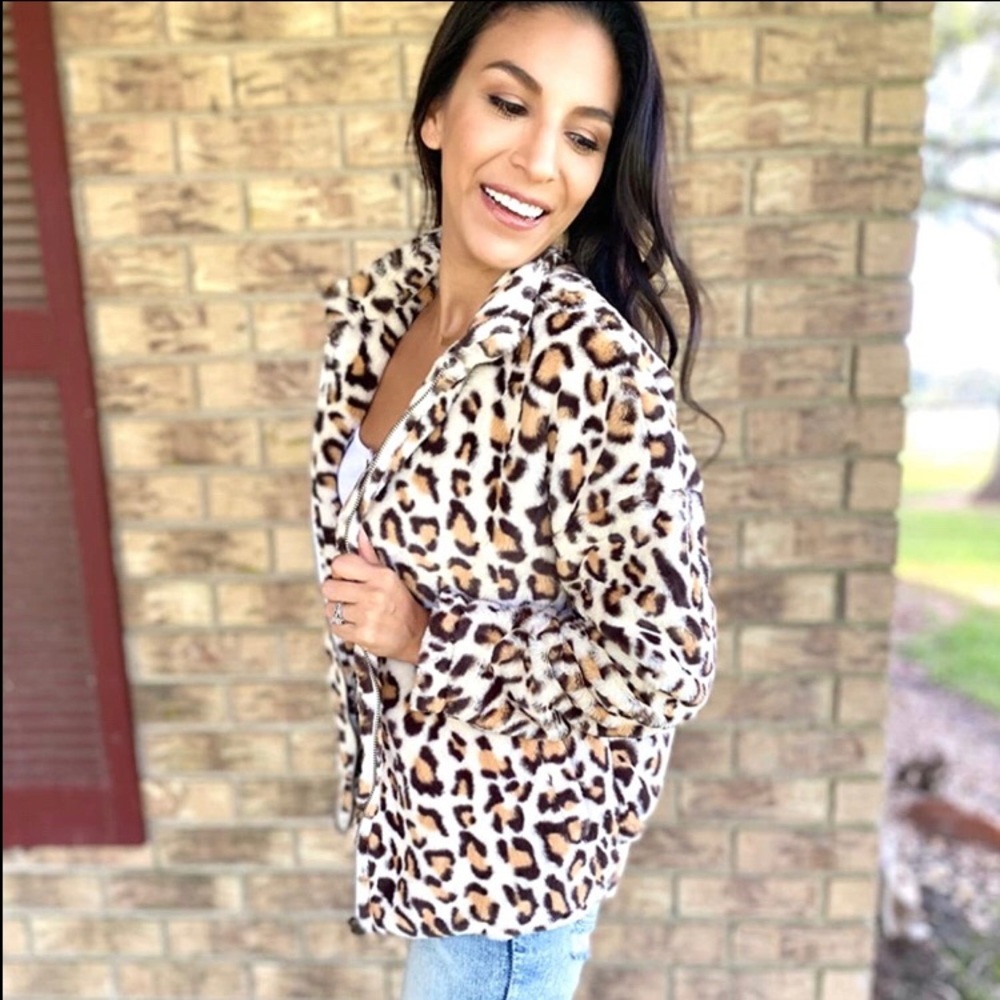 Winter Faux Fur Leopard Print Jacket